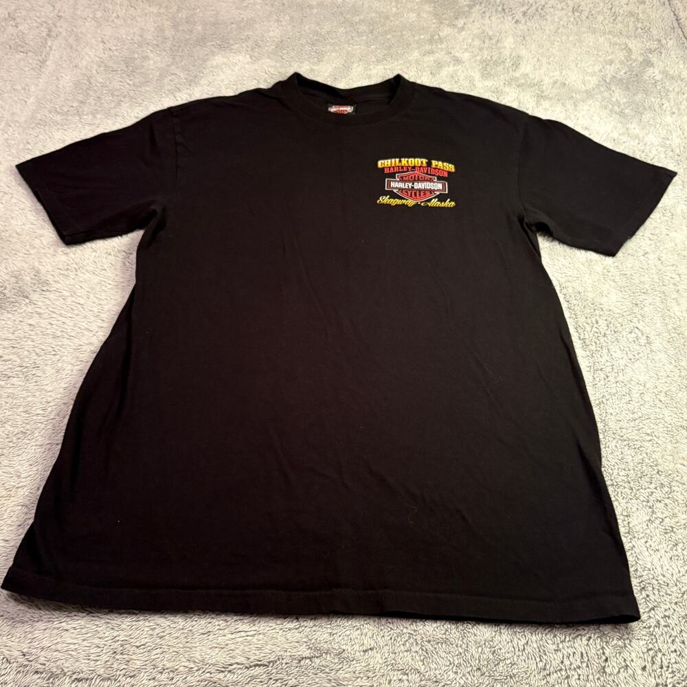Harley Davidson Women's Short Sleeve Shirt Sz L Skagway Alaska Chilkoot Pass